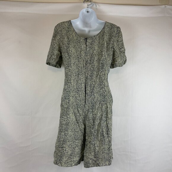 All That Jazz Romper 5/6 Black Light Yellow Print Pleats Zipper Back - Picture 6 of 10